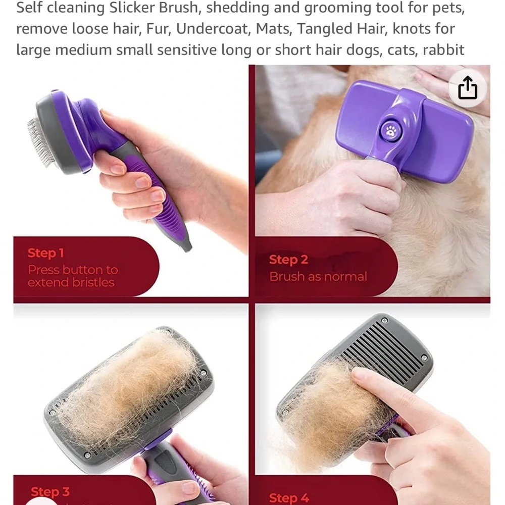 1 Self Cleaning, Slicker Brush for Dogs, Cats and Rabbits. Great for all…